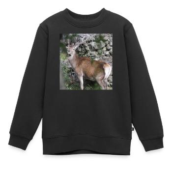 IMG 0134 2 - Kids Premium Organic Sweatshirt - black - Front - AI Model Kid Female (0cm)