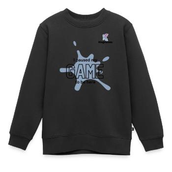 Kingnames game pause Klecks - Kinder Premium Organic Sweatshirt - Schwarz - Vorne - AI Model Kid Female (0cm)