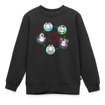 Cinq manchots élémentaires - Sweat Premium enfant bio - noir - Devant - AI Model Kid Female (0cm)