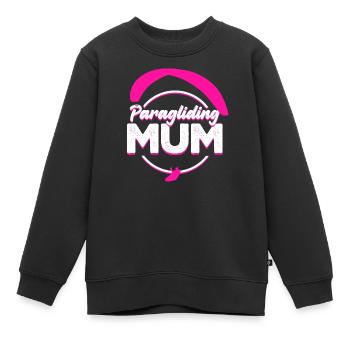 Parapente Maman rose - Sweat Premium enfant bio - noir - Devant - AI Model Kid Female (0cm)