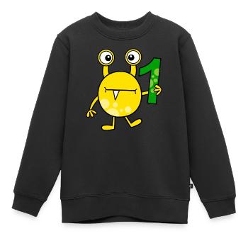 Funny Cartoon Number One Monster - Kids Premium Organic Sweatshirt - black - Front - AI Model Kid Female (0cm)