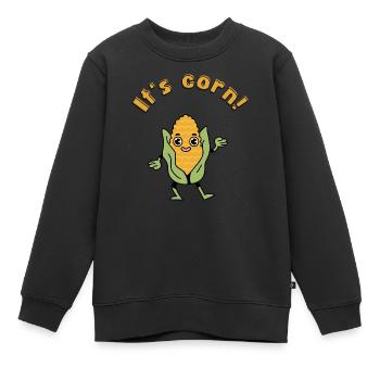 It's corn - a cornstatic design - Kids Premium Organic Sweatshirt - black - Front - AI Model Kid Female (0cm)
