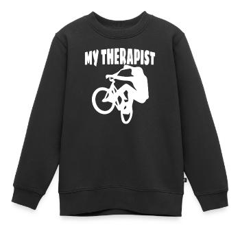 Mein Therapeut Mountainbike - Kinder Premium Organic Sweatshirt - Schwarz - Vorne - AI Model Kid Female (0cm)