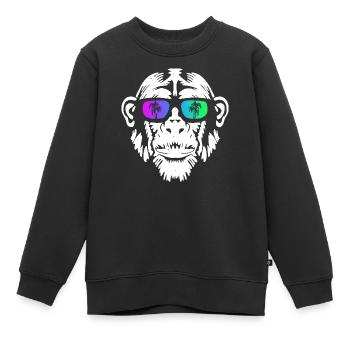 Monkey Affe Urlaub Sonnenbrille Gute Laune Musik A - Kinder Premium Organic Sweatshirt - Schwarz - Vorne - AI Model Kid Female (0cm)