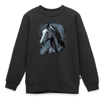 Cheval - Sweat Premium enfant bio - noir - Devant - AI Model Kid Female (0cm)