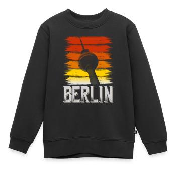 Berlin Germany City Skyline Vintage Retro - Kids Premium Organic Sweatshirt - black - Front - AI Model Kid Female (0cm)