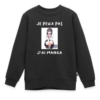 Ich kann nicht, ich habe Manga - Kinder Premium Organic Sweatshirt - Schwarz - Vorne - AI Model Kid Female (0cm)