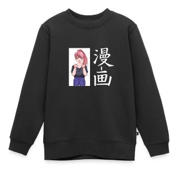 Geschenkidee für Manga Fan - Kinder Premium Organic Sweatshirt - Schwarz - Vorne - AI Model Kid Female (0cm)
