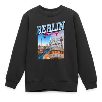 Berlin Germany City Skyline Vintage Retro - Kids Premium Organic Sweatshirt - black - Front - AI Model Kid Female (0cm)