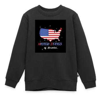United States of America. - Sweat Premium enfant bio - noir - Devant - AI Model Kid Female (0cm)