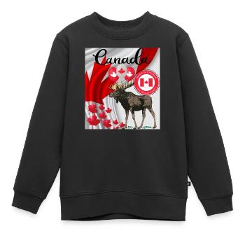 Canada, feuille d’érable. - Sweat Premium enfant bio - noir - Devant - AI Model Kid Female (0cm)