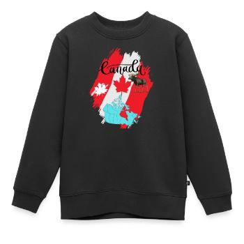 Kanada, Ahornblatt. - Kinder Premium Organic Sweatshirt - Schwarz - Vorne - AI Model Kid Female (0cm)