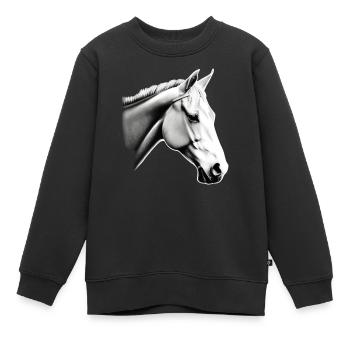 Pferd Skizze Bleistift Pferde Tier Porträts 6 - Kinder Premium Organic Sweatshirt - Schwarz - Vorne - AI Model Kid Female (0cm)