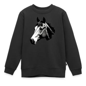 Pferd Skizze Bleistift Pferde Tier Porträts 2 - Kinder Premium Organic Sweatshirt - Schwarz - Vorne - AI Model Kid Female (0cm)