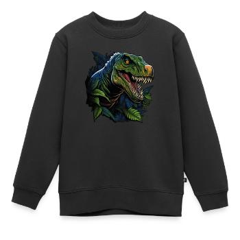 Cooler Raptor-Dinosaurier - Kinder Premium Organic Sweatshirt - Schwarz - Vorne - AI Model Kid Female (0cm)