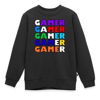 Mehrfarbiger weißer Retro-Gamer - Kinder Premium Organic Sweatshirt - Schwarz - Vorne - AI Model Kid Female (0cm)