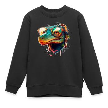 Reptile à lunettes Dragon ou crocodile en été - Sweat Premium enfant bio - noir - Devant - AI Model Kid Female (0cm)