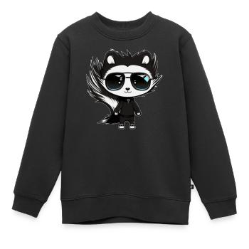 Cute Skunk Stinker avec lunettes de soleil noir et blanc - Sweat Premium enfant bio - noir - Devant - AI Model Kid Female (0cm)
