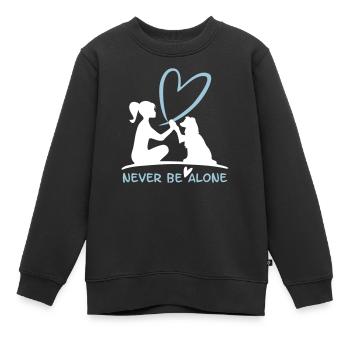 Never be alone- mit deinem Vierbeiner Hund - Kinder Premium Organic Sweatshirt - Schwarz - Vorne - AI Model Kid Female (0cm)