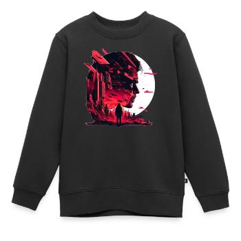 Sci-Fi Zukunftsvision in einer düsteren Welt - Kinder Premium Organic Sweatshirt - Schwarz - Vorne - AI Model Kid Female (0cm)