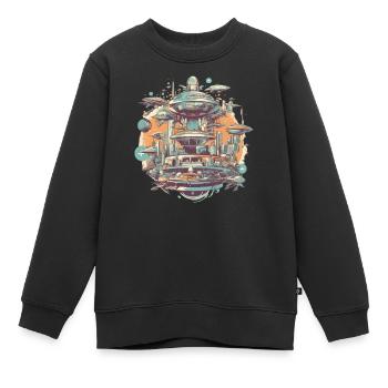 Ville futuriste - Sweat Premium enfant bio - noir - Devant - AI Model Kid Female (0cm)