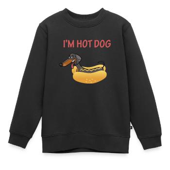 Dackel - Hot Dog - Kinder Premium Organic Sweatshirt - Schwarz - Vorne - AI Model Kid Female (0cm)