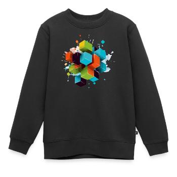 Les cubes - Sweat Premium enfant bio - noir - Devant - AI Model Kid Female (0cm)