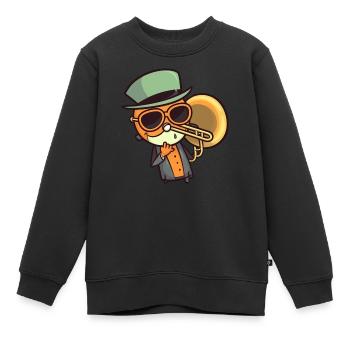 Posaune im Comic Stil - Kinder Premium Organic Sweatshirt - Schwarz - Vorne - AI Model Kid Female (0cm)