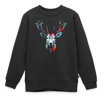 Reno der Hirsch - Kinder Premium Organic Sweatshirt - Schwarz - Vorne - AI Model Kid Female (0cm)