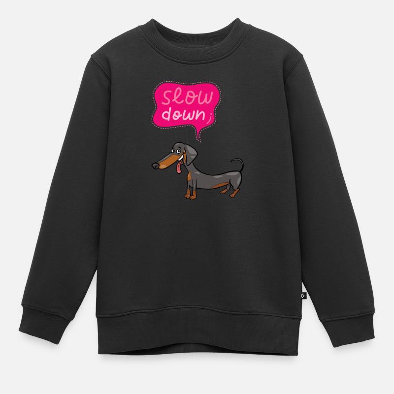 Teckel - Ralentir - Sweat Premium enfant bio - noir