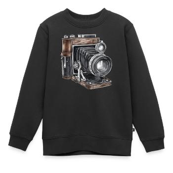 Dessin rétro de caméra - Sweat Premium enfant bio - noir - Devant - AI Model Kid Female (0cm)