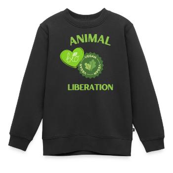 Vegan bio, Libération animale - Sweat Premium enfant bio - noir - Devant - AI Model Kid Female (0cm)