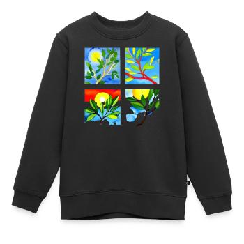 Lachender Olivenzweig - Nachhaltige Harmonie - Kinder Premium Organic Sweatshirt - Schwarz - Vorne - AI Model Kid Female (0cm)