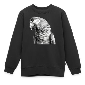 Papagei mit Bleistift - Kinder Premium Organic Sweatshirt - Schwarz - Vorne - AI Model Kid Female (0cm)