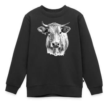 Die Kuh im Bleistift - Kinder Premium Organic Sweatshirt - Schwarz - Vorne - AI Model Kid Female (0cm)