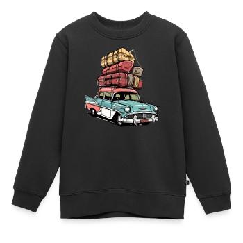 American on a trip - Kids Premium Organic Sweatshirt - black - Front - AI Model Kid Female (0cm)