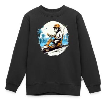 Zeze le singe au scooter - Sweat Premium enfant bio - noir - Devant - AI Model Kid Female (0cm)