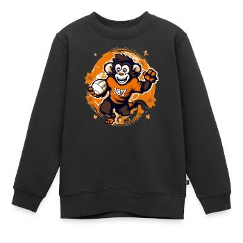 Mako der Rugby-Affe - Kinder Premium Organic Sweatshirt - Schwarz - Vorne - AI Model Kid Female (0cm)