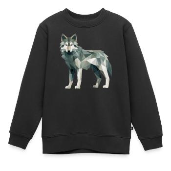Wolf Geometrisch Zeichnung - Kinder Premium Organic Sweatshirt - Schwarz - Vorne - AI Model Kid Female (0cm)