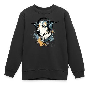 Jay le chien audiophile - Sweat Premium enfant bio - noir - Devant - AI Model Kid Female (0cm)