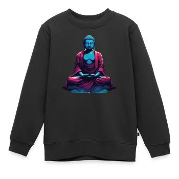 Blauer Buddha in Meditation Versenkung Dualität - Kinder Premium Organic Sweatshirt - Schwarz - Vorne - AI Model Kid Female (0cm)
