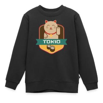 Katze in Tokio - Kinder Premium Organic Sweatshirt - Schwarz - Vorne - AI Model Kid Female (0cm)