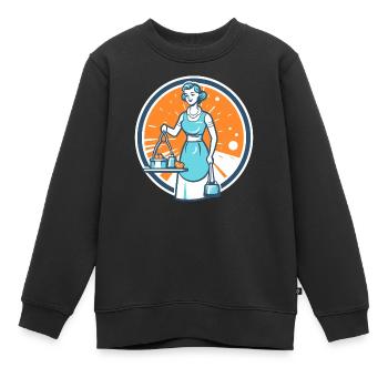 Femme de ménage des années 60 - Sweat Premium enfant bio - noir - Devant - AI Model Kid Female (0cm)