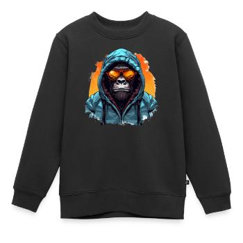 Streetstyle-Berggorilla | Gorilla-Liebhaber - Kinder Premium Organic Sweatshirt - Schwarz - Vorne - AI Model Kid Female (0cm)