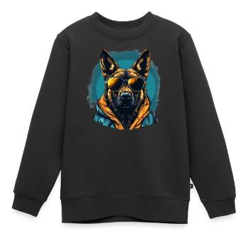 Urban Guardian: Sheepdog street vibes - Sweat Premium enfant bio - noir - Devant - AI Model Kid Female (0cm)