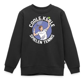 Coole Kerle spielen Tennis Spieler Tennisschläger - Kinder Premium Organic Sweatshirt - Schwarz - Vorne - AI Model Kid Female (0cm)