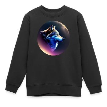 Loup - Sweat Premium enfant bio - noir - Devant - AI Model Kid Female (0cm)