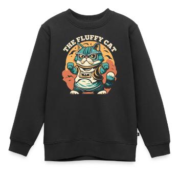 Die flauschige Katze - Kinder Premium Organic Sweatshirt - Schwarz - Vorne - AI Model Kid Female (0cm)