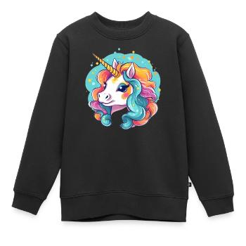 Cute Unicorn - Kids Premium Organic Sweatshirt - black - Front - AI Model Kid Female (0cm)