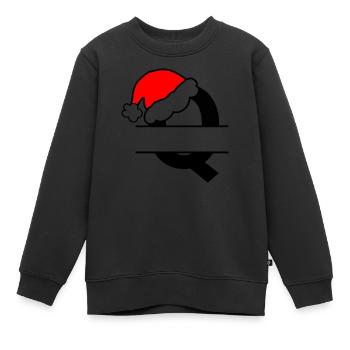 Alphabet Noël Lettre Q a personnaliser - Sweat Premium enfant bio - noir - Devant - AI Model Kid Female (0cm)